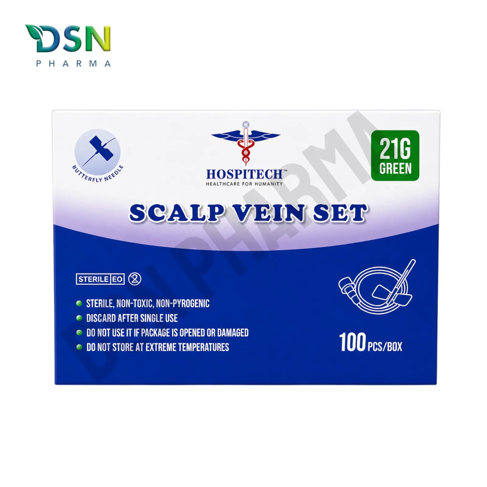 SCALP VEIN SET SZ 21G GREEN 100PCS