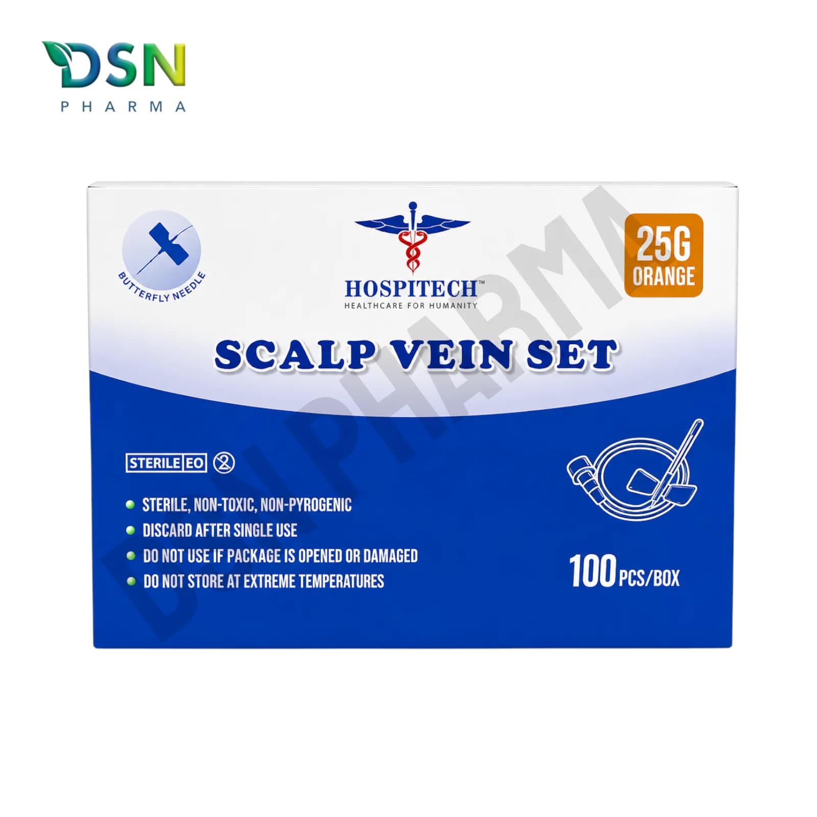 SCALP VEIN SET SZ 25G ORANGE 100PCS