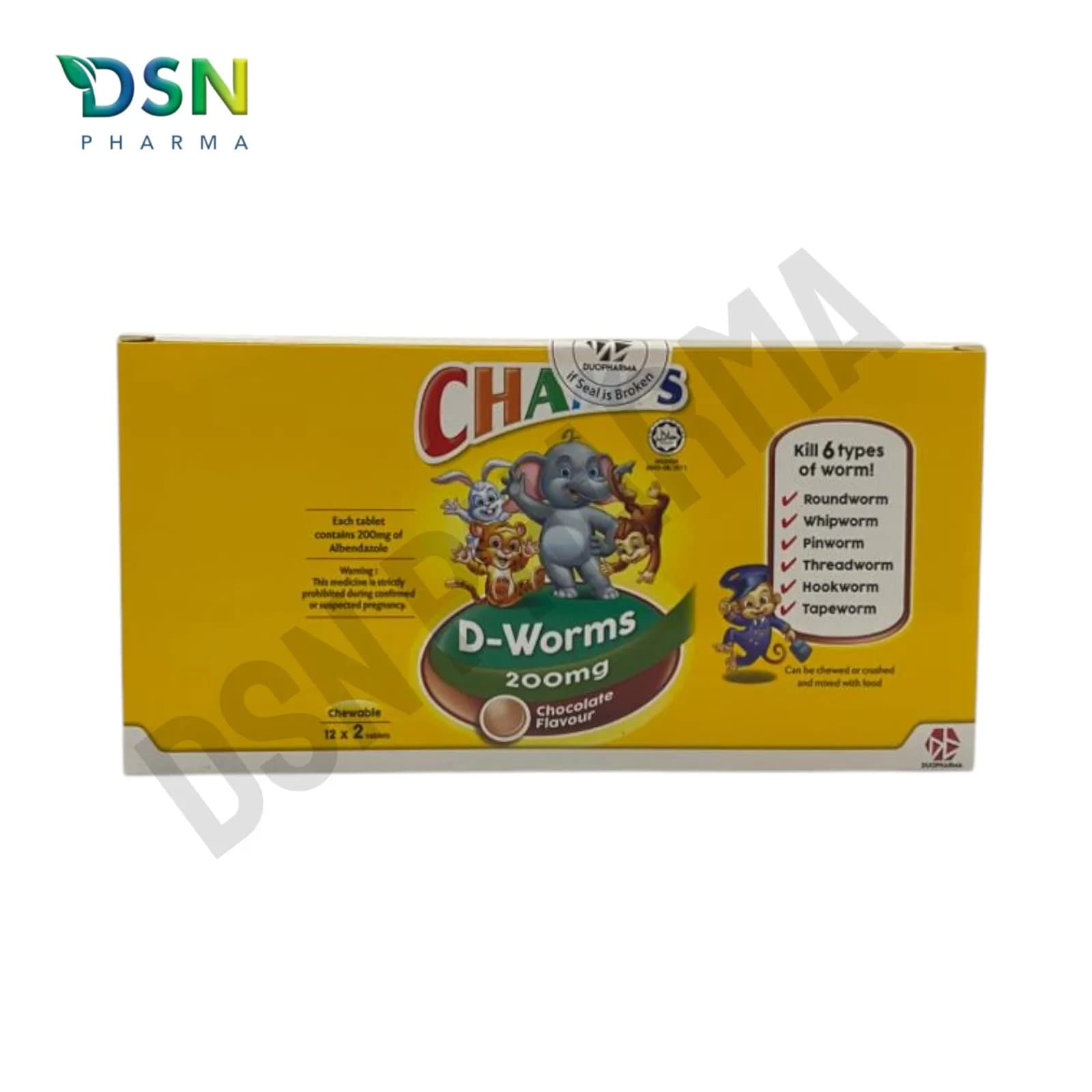 CHAMPS D WORMS 200MG TAB 12X2s